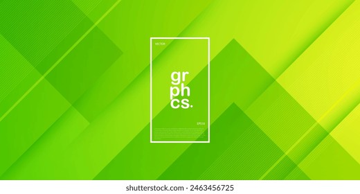 Abstractas fondo verde brillante con superposición cuadrado y líneas simples patrón. Parece 3d con sombra adicional. Adecuado para carteles, folletos y otros. Vector Eps10