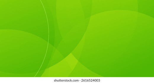Abstract bright green banner background template vector with overlay curve shapes. Green background with trendy pattern design. 