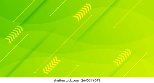 Plantilla de Vector de fondo de Anuncio verde brillante Abstractas con Formas y líneas de sombra ondulatoria.