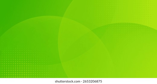Abstract bright green banner background template vector with overlay curve shapes.