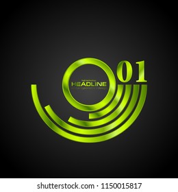 Abstract bright green branding logo on black background. Vector emblem corporate design