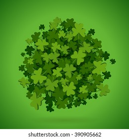 Abstract bright green clover leaves background for St. Patrick's Day, vector illustration