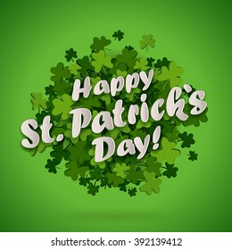 Abstract bright green clover leaves background for St. Patrick's Day, vector illustration