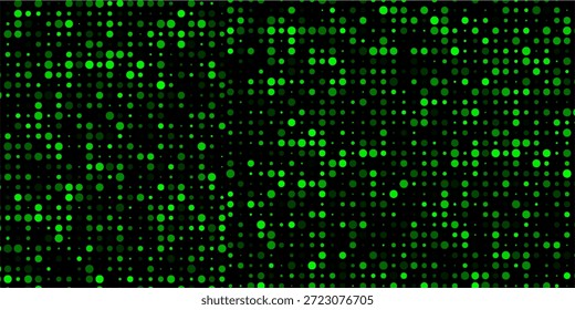 Abstractas rejilla de puntos verdes brillantes sobre fondo negro