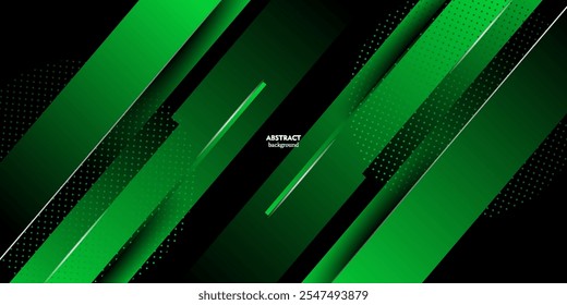 Abstract bright green geometric background template with curved rectangle pattern. Green background with trendy design.