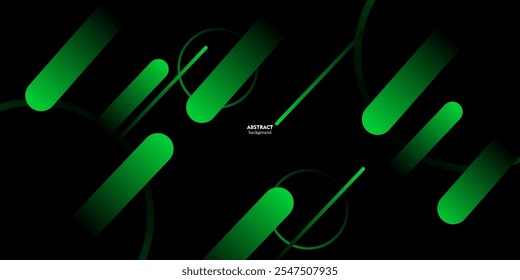 Abstract bright green geometric background template with curved rectangle pattern. Green background with trendy black design. eps10