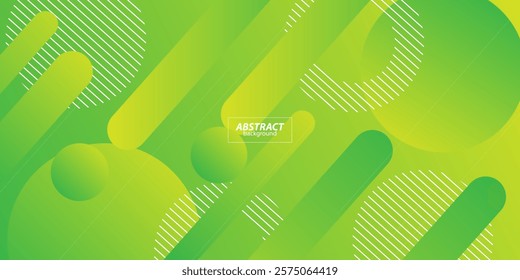 Abstract bright green geometric background vector template with circle and rectangle pattern. Green background with trendy design. Vector Eps10