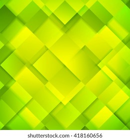 Abstract bright green squares background. Vector geometric technology graphic design