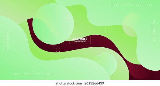 Abstract bright green wave pattern on dark red background. Trendy wave banner background design. Vector Eps10