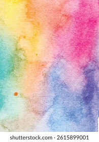Abstract Bright Hand Paint Colorful Watercolor Background. Artistic creative work