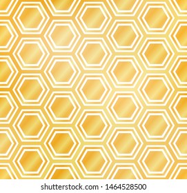 Abstract bright hexagons on white, luxury geometric seamless pattern