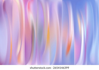 Abstract bright Holographic background. Reflective Mirror shape pattern bg. Pastel purple pink poster design. Glowing art decoration. Gradient tile texture. Mosaic cover. Vector Illustration, EPS 10.
