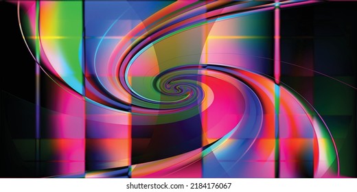 Abstract bright illustration with dynamic waves. For background, wallpaper, packaging. Multicolored back.
