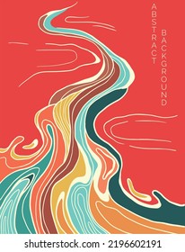 abstract bright illustration of stylized river in asian style