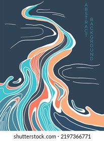 abstract bright illustration of stylized river in asian style