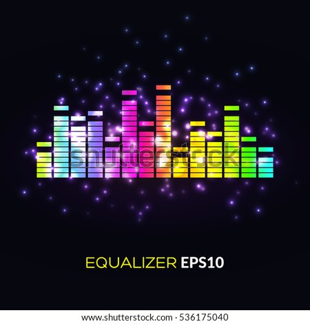 Abstract bright image of musical equalizer. Glitter and glow. The color spectrum.