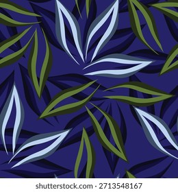 Abstractas disposición de motivos de hojas brillantes en toda la ilustración de diseño textil Imagen digital
