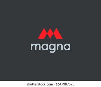 Descripción del diseño del logotipo M de letra brillante. Montañas simbólicas de la letra m creativo símbolo mínimo de monograma vectorial, logotipo