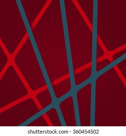 Abstract bright light scarlet and dark gray colors stripes cross on backdrop. Vivid layout 3d effect pattern thick lines. Simple modern template with grid tapes elements on different levels layers.