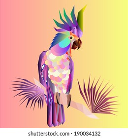 abstract bright macaw parrot sitting on a branch