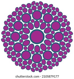 Abstract bright mandala of circles and ovals in blue and pink colors for design and creativity vector illustration