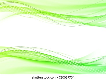 Abstract bright modern green elegant graphic swoosh speed wave background. Vector illustration
