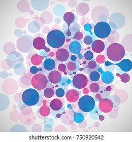Abstract bright molecules on a light background.Vector illustration.