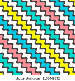 Abstract bright mosaic. Seamless pattern of geometric waves in vector. Design element can be used for digital wallpaper, web banner, game background, card, blank, cover