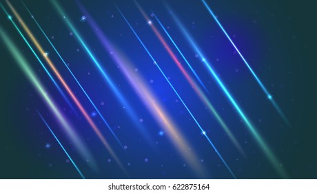 Abstract bright motion background with blurred light rays and lens flare. Dynamic digital, technology backdrop for breaking news or cover. Vector illustration.