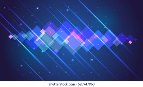 Abstract bright motion background with blurred light rays and lens flare. Dynamic digital, technology backdrop for breaking news or cover. Vector illustration.