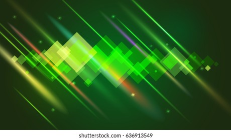 Abstract bright motion background with blurred light rays and lens flare. Dynamic digital, technology backdrop for breaking news or cover. Vector illustration.