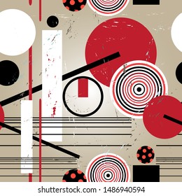 Abstract bright multicolored pattern of different geometric objects on a dark background. Template for design business card, greeting card or web page.