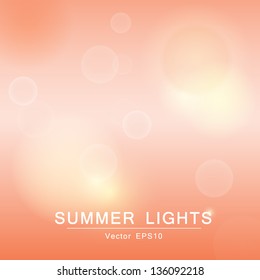 Abstract bright natural background with blurred defocused summer lights. Vector illustration.