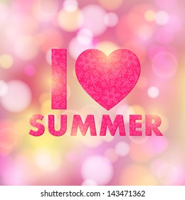 Abstract bright natural background with blurred defocused summer lights. Vector illustration.