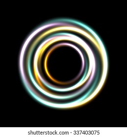 Abstract bright neon background. Neon color ring.