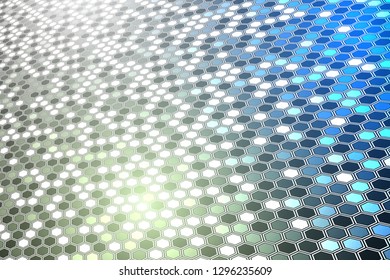 Abstract bright neon background. Technology hexagon illustration.