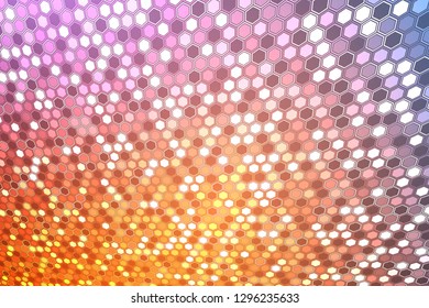 Abstract bright neon background. Technology hexagon illustration.