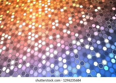 Abstract bright neon background. Technology hexagon illustration.