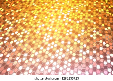 Abstract bright neon background. Technology hexagon illustration.