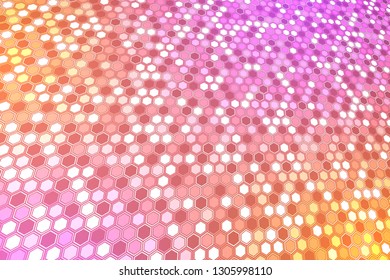 Abstract bright neon background. Technology hexagon illustration.