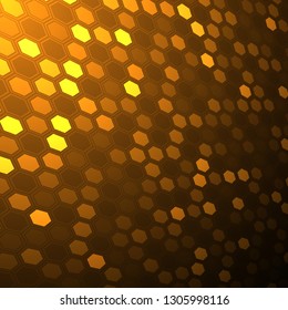 Abstract bright neon background. Technology hexagon illustration.
