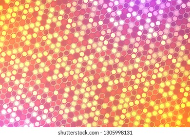 Abstract bright neon background. Technology hexagon illustration.