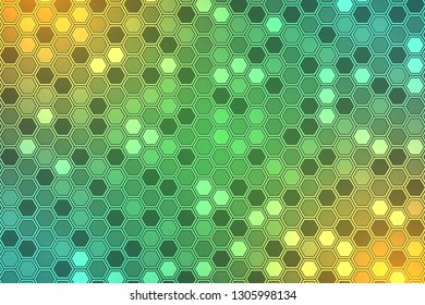 Abstract bright neon background. Technology hexagon illustration.