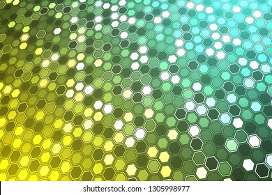 Abstract bright neon background. Technology hexagon illustration.