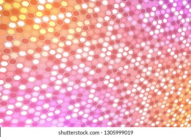 Abstract bright neon background. Technology hexagon illustration.
