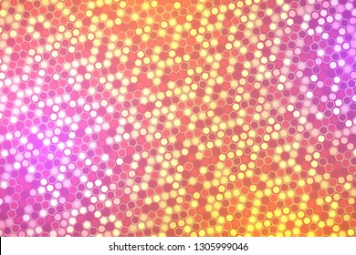 Abstract bright neon background. Technology hexagon illustration.