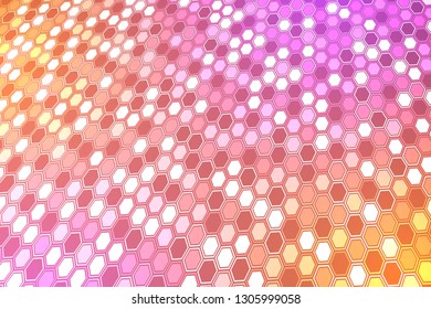 Abstract bright neon background. Technology hexagon illustration.