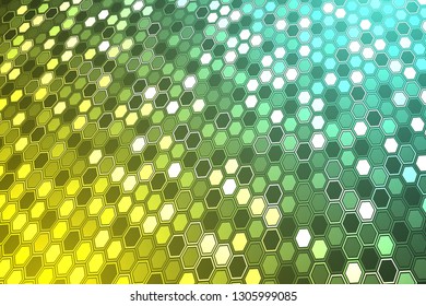 Abstract bright neon background. Technology hexagon illustration.