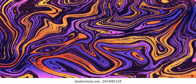 Abstract bright neon black, orange, pink and violet marble background. Contrast wavy vector texture for software, ui design, web, apps wallpaper, banner