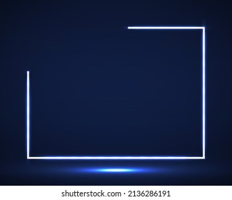 Resumen del marco de neón brillante. Línea brillante sobre fondo oscuro. Ilustración del vector